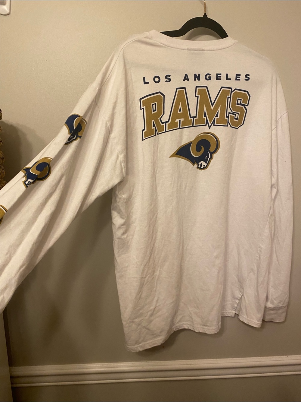 NFL Los Angeles Rams White Long Sleeve Team Tee with Gold & Blue Logos